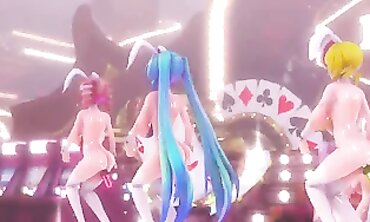 MMD Animated: Bunny Nymph Drilled by the King in Rough Latex Bondage