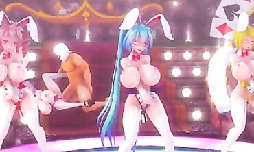 MMD Animated: Bunny Nymph Drilled by the King in Rough Latex Bondage