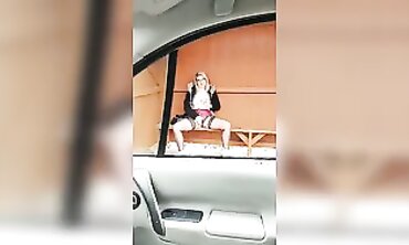 French Amateur OMGI Jerks Off at a Bus Stop