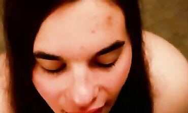 College Step-Sister Gives an Amateur Blowjob