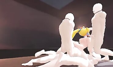 Goddess Peach and Joy in a Wild Goomba Gangbang