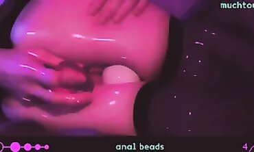 Anime Babe Enjoys Solo Anal Play With Beads And Vibrator