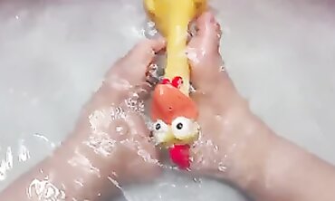 Joy Performs a Sensual Footjob in the Shower