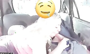 Married Blonde Pays Her Uber Driver With A Blowjob