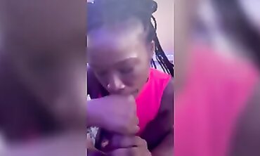 Ebony MILF Sucks and Takes It from a Muscular Stepbro