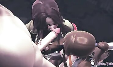 Attack on Titan Cosplay Threesome: Sasha & Pieck Blowjob