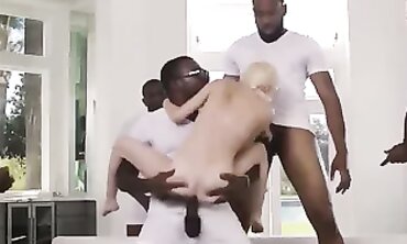 Blonde Air Hostess Anal Gangbang