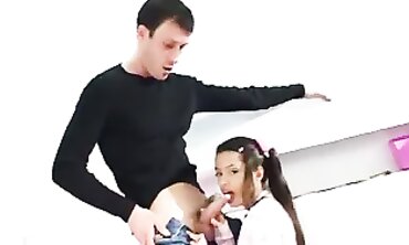 Petite Hispanic Tiny Lupe Takes A Deepthroat