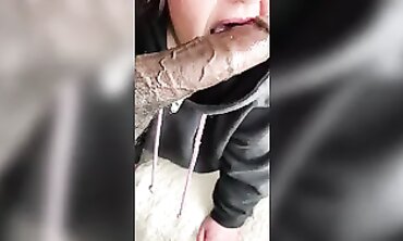 Ebony MILF Gives Deep Throat Blowjob POV