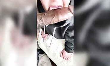 Ebony MILF Gives Deep Throat Blowjob POV