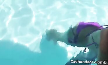 Latina Bikini Beauty Gets Cash Shot In The Pool
