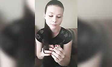 Petite Ebony MILF Joy Smokes and Has Fun in Dark T-Shirt