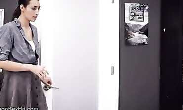 Dark-Haired Stunner Pummels Her Boss
