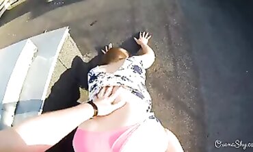Naughty Cougar Flashes and Masturbates on the Porch
