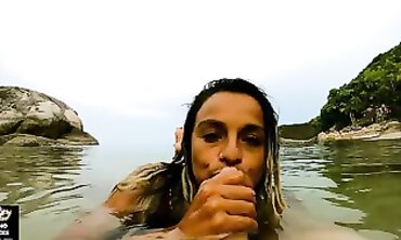 Sloppy Latina Blowjob on a Hidden Beach