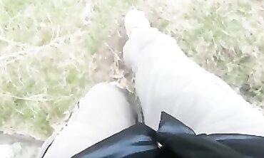 Joy and Angel: Petite Outdoor Masturbation Session