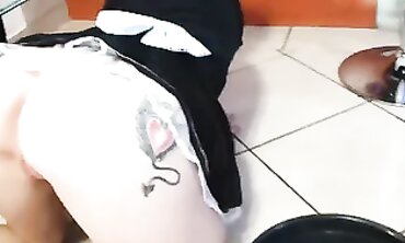 POV French Maid Gets Pissed On Upskirt