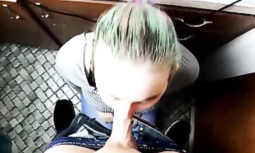 POV Blowjob in an RV Restroom