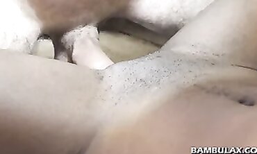 Pretty Ebony Maid Takes Daddy's Big Cock