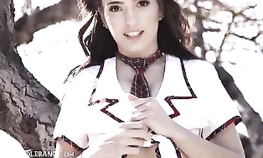 Brooke Haze: Spunky Brunette in Pigtails Takes a Creampie