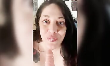 Brunette MILF Spreads Cum Between Her Natural Tits