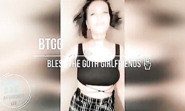 Gothic Babe Masturbates Her Huge Tits and Ass with Vibrator