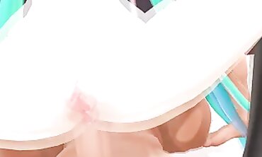 Miku 4-Way Parody: Rough Anal & Blowjob Foursome