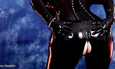Mistress Arya Grander in Glossy Vinyl Catsuit