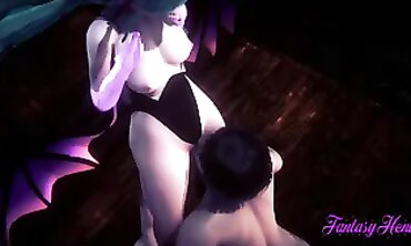 Morrigan Cosplay Gets Head and Multiple Creampies in 3D Hentai