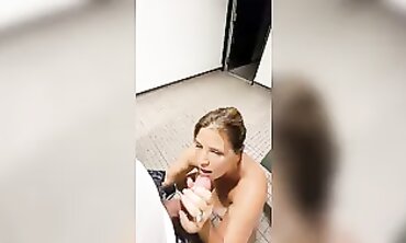 POV: MILF Takes a Public Restroom Break for a Quick Blowjob