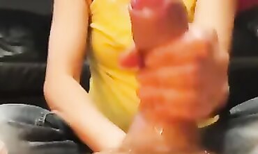 Petite Asian Girlfriend Gives Amazing Handjob And Gets Spunked