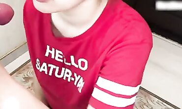 Redhead Delivery Girl Offers Blowjob to Customer