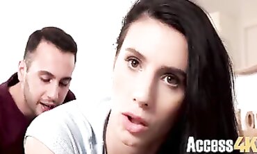Busty Brunette Gets Quick Doggystyle Drilling