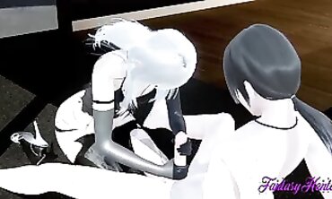 A2 Cosplay Gets Roughed Up in Animated Creampie Fuckathon