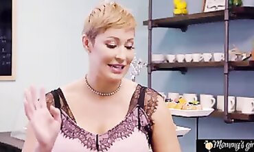 Beauty School Queen Seduces Her Step-Mom at Work