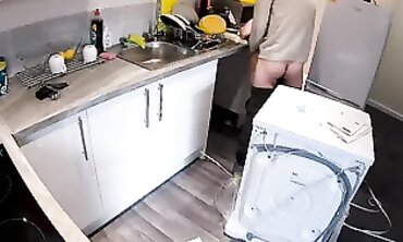 British Housewife Seduces Plumber in Kitchen While Husband is Away