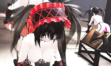 Joy On and Kurumis Duplicates in a Wild MMD Lesbian Gangbang