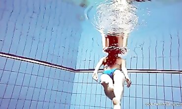 Blue Bikini Goddess Martina Squeezed in Pool