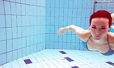 Blue Bikini Goddess Martina Squeezed in Pool