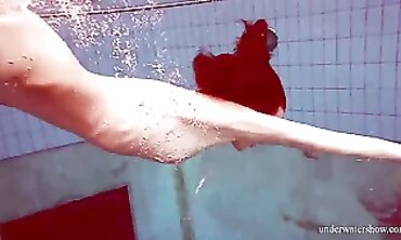 Blue Bikini Goddess Martina Squeezed in Pool