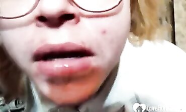 Nerdy Redhead Loves Rough Blowjob