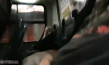 Public Bus Blowjob and Handjob with Latina MILF