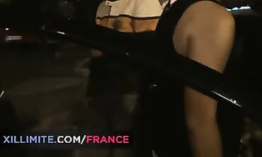Ebony Brunette Gangbanged in a Parking Lot