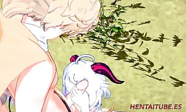 Genshin Impact: Ganyu Devours Aether's Load in Anime