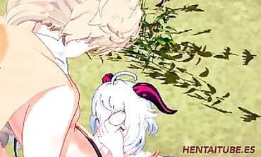 Genshin Impact: Ganyu Devours Aether's Load in Anime