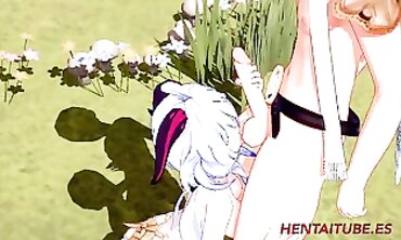 Genshin Impact: Ganyu Devours Aether's Load in Anime