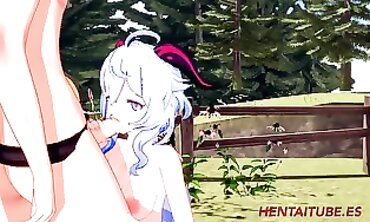 Genshin Impact: Ganyu Devours Aether's Load in Anime