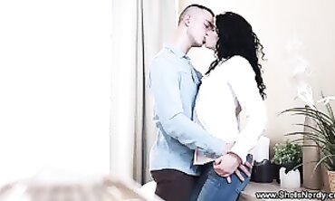 Black Angel: Romantic Hardcore Sex with Nerdy Brunette
