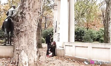 Redhead Tourist Gets Fucked in a Madrid Park