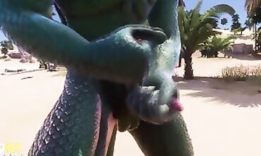 Princess Babe Threesome with Monster
